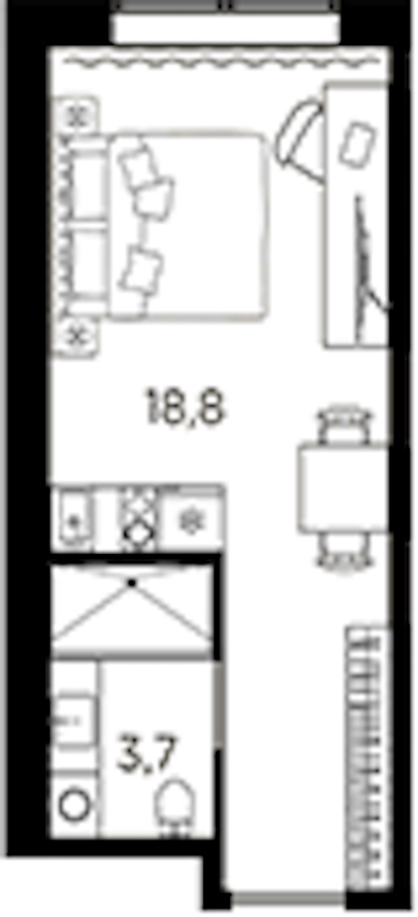 Квартира студия 22.6 м², 5/13 эт., ЖК «AVENIR Industrial»